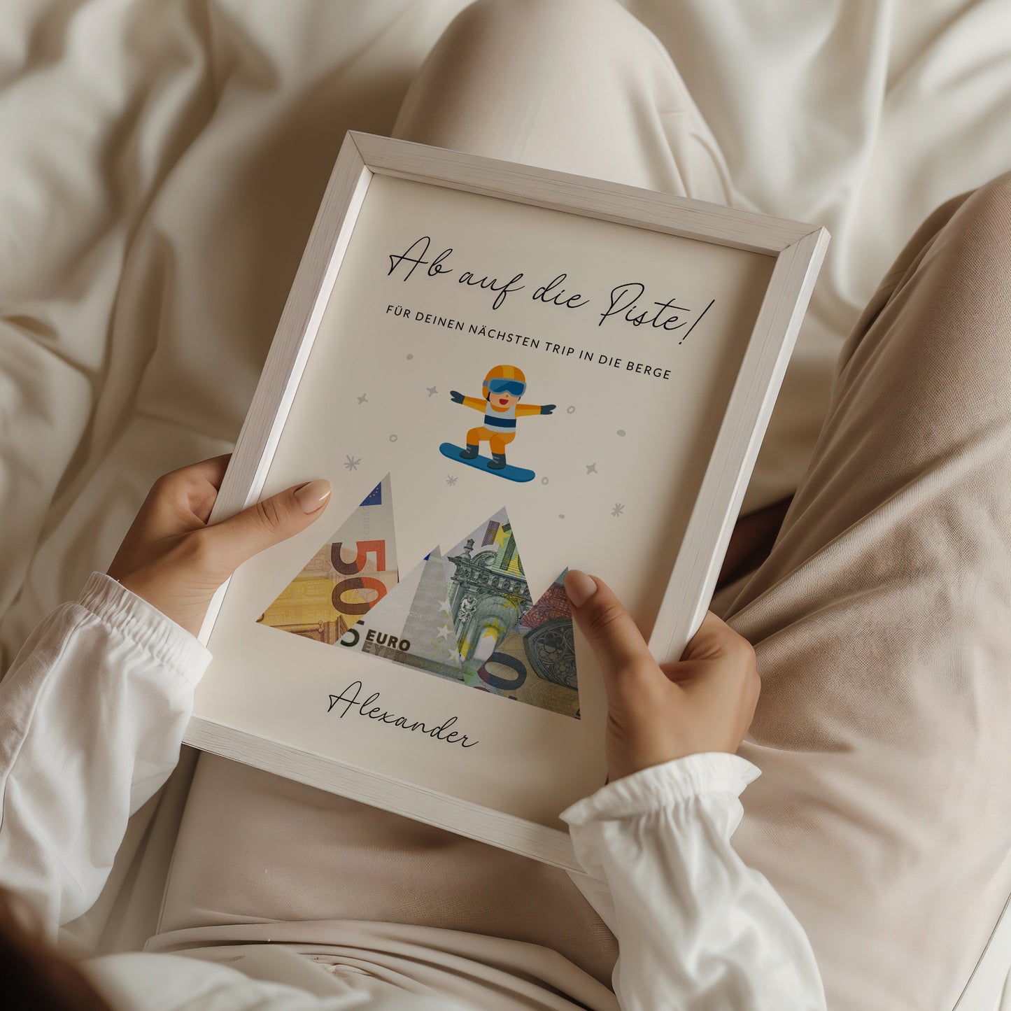 Geldgeschenk · Winter & Weihnachten · Snowboard · Ab auf die Piste (mit Namen)