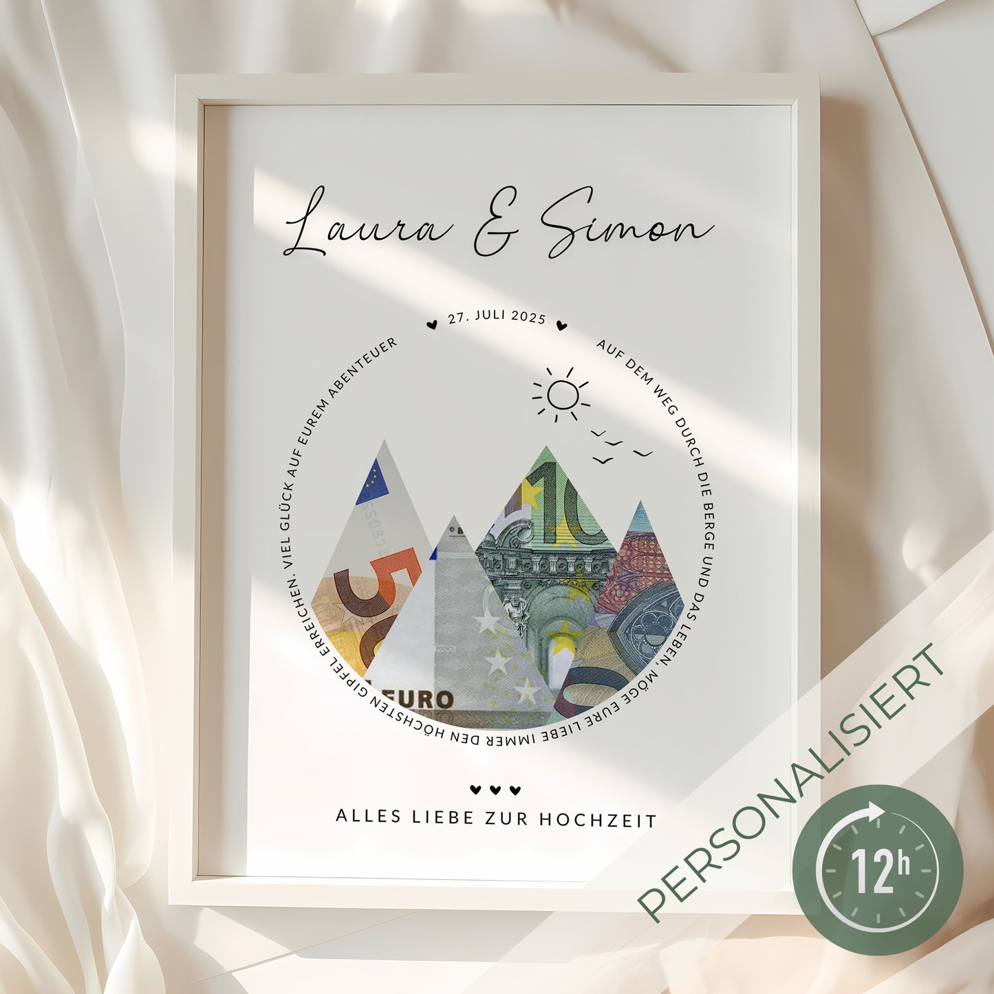 Geldgeschenk · Hochzeit · Auf dem Weg durchs Leben & die Berge (mit Namen & Datum)