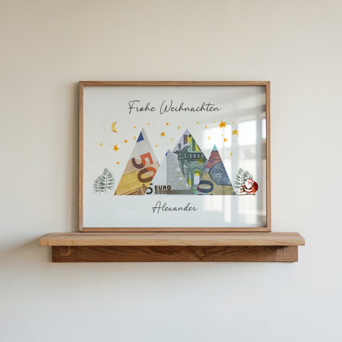 Geldgeschenk · Weihnachten · Frohe Weihnachten Sterne (mit Namen)