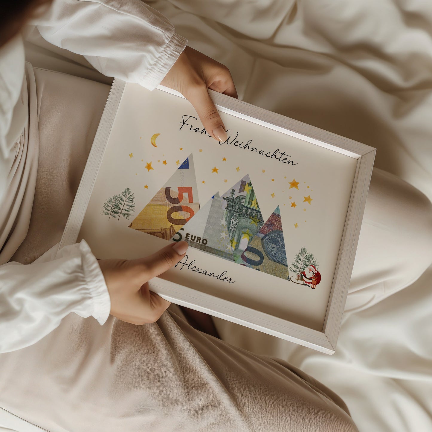 Geldgeschenk · Weihnachten · Frohe Weihnachten Sterne (mit Namen)