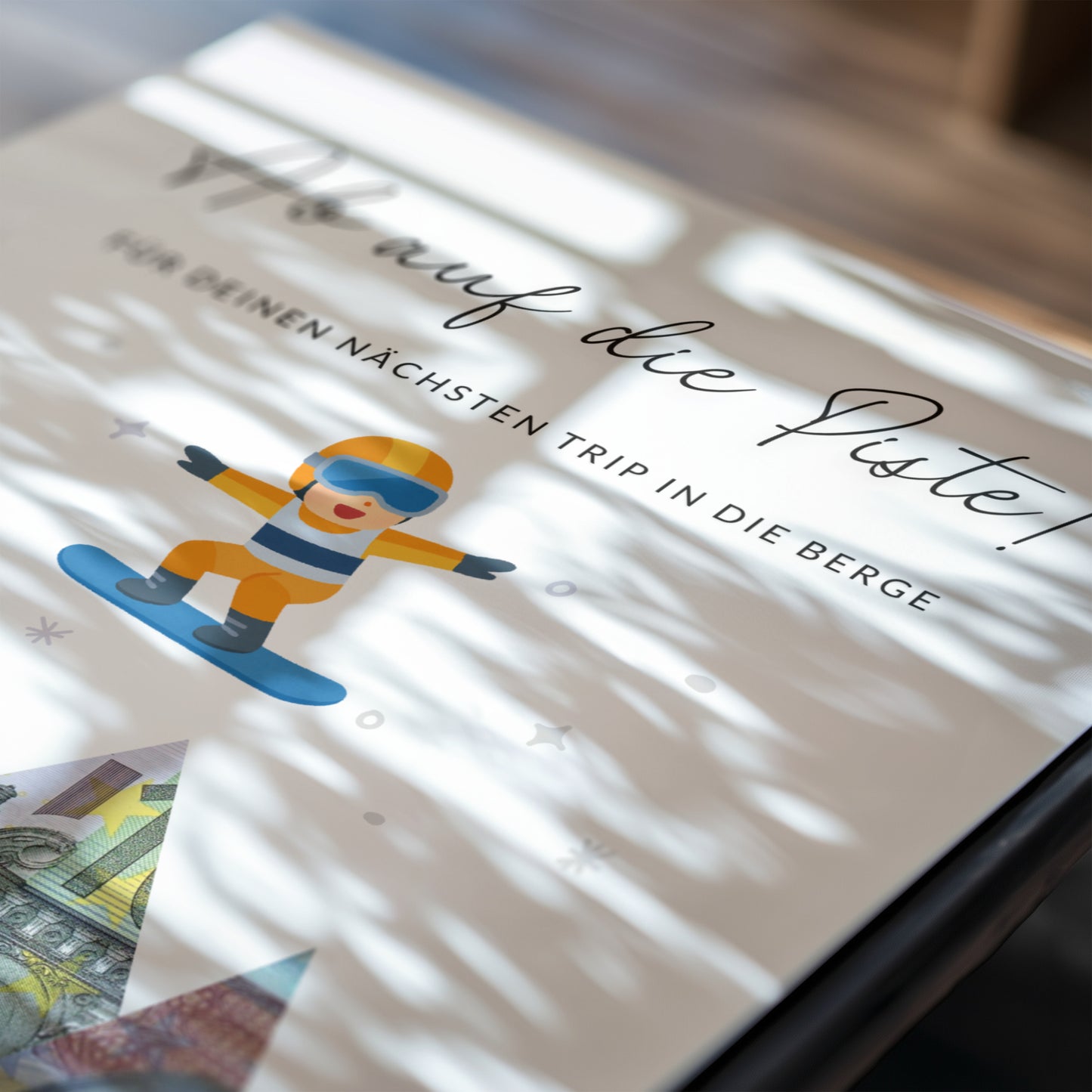 Geldgeschenk · Winter & Weihnachten · Snowboard · Ab auf die Piste (mit Namen)