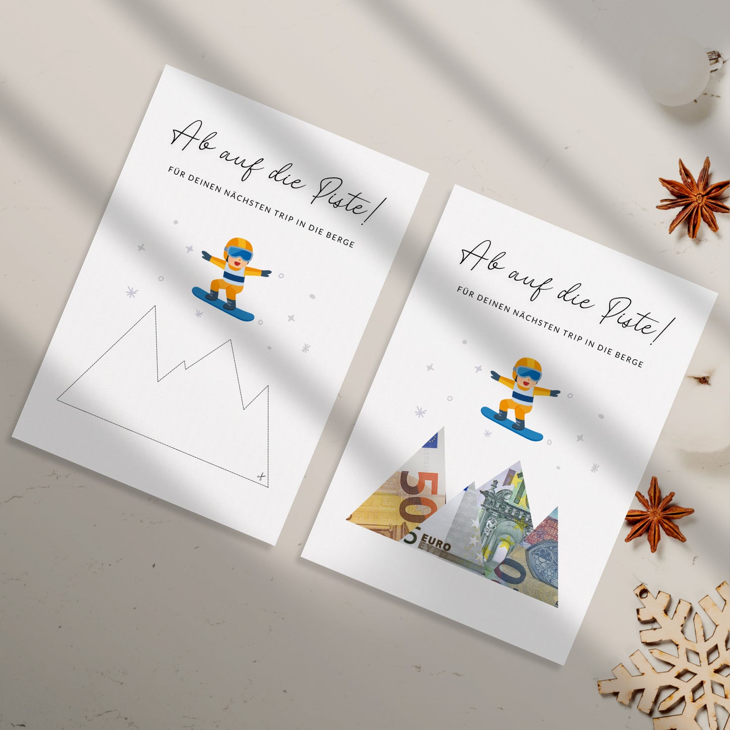 Geldgeschenk · Winter & Weihnachten · Snowboard · Ab auf die Piste