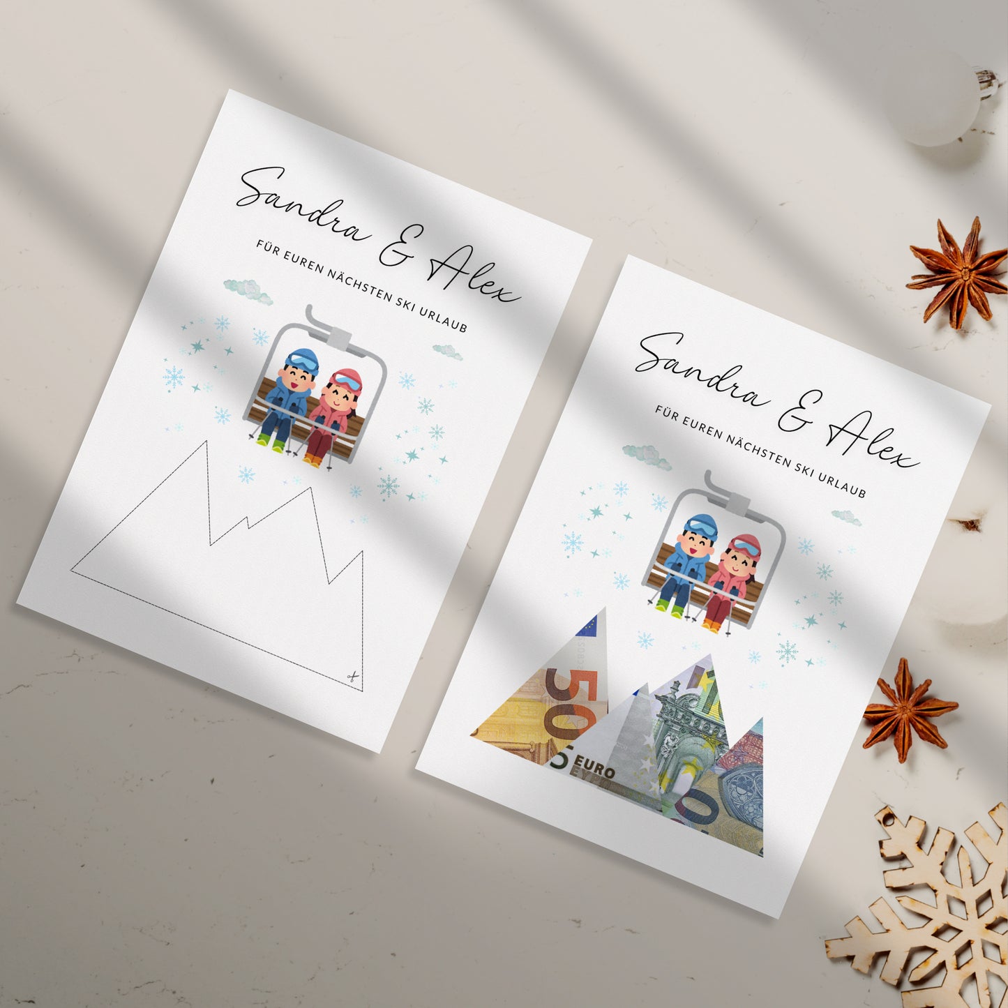 Geldgeschenk · Winter & Weihnachten · Für euren nächsten Ski Urlaub (mit Namen)
