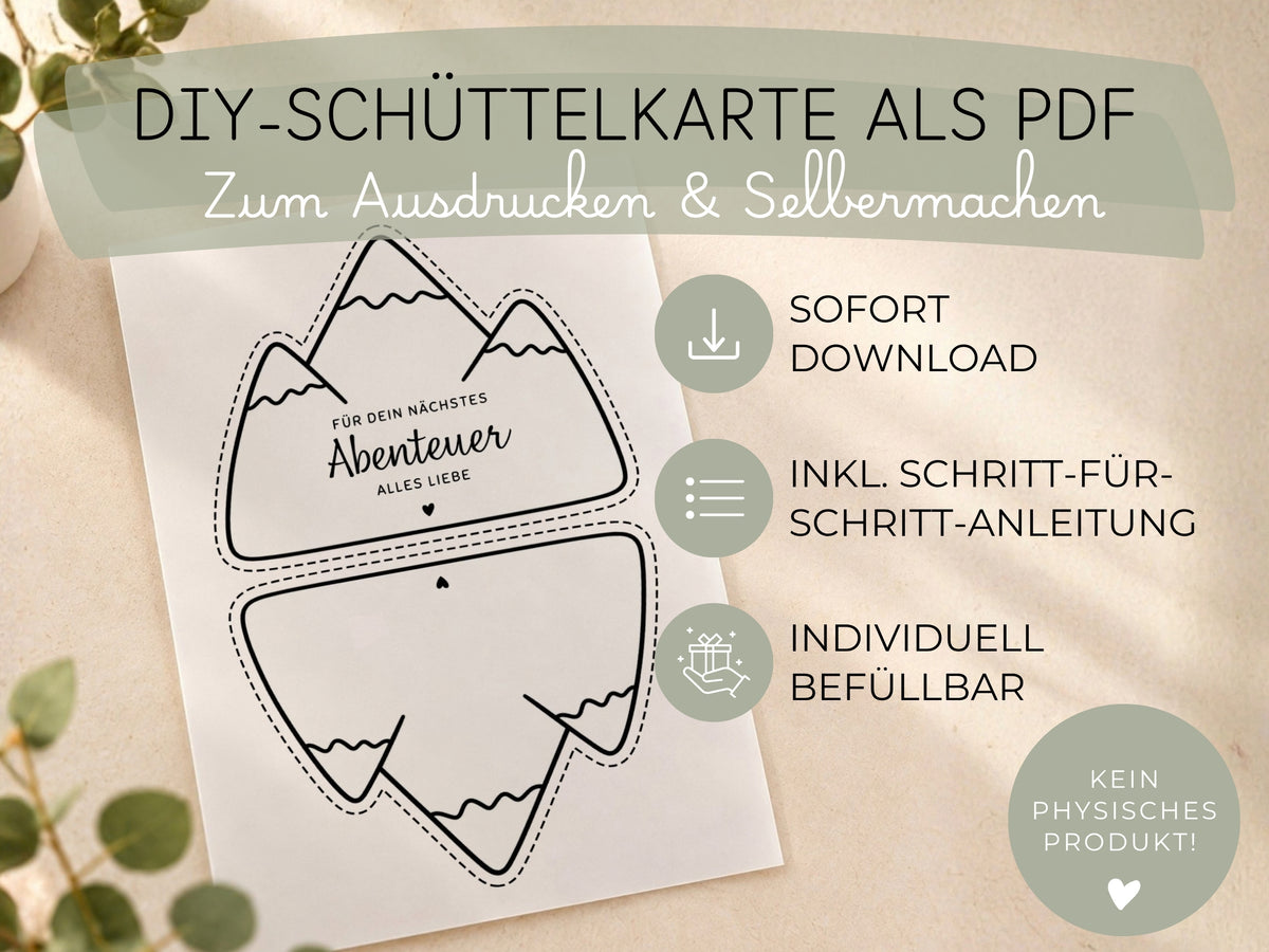 Schüttelkarte Geldgeschenk · Berge · Vorlage zum Ausdrucken