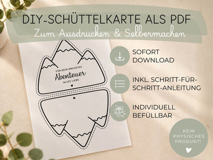 Schüttelkarte Geldgeschenk · Berge · Vorlage zum Ausdrucken