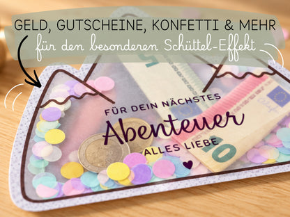 Schüttelkarte Geldgeschenk · Berge · Vorlage zum Ausdrucken
