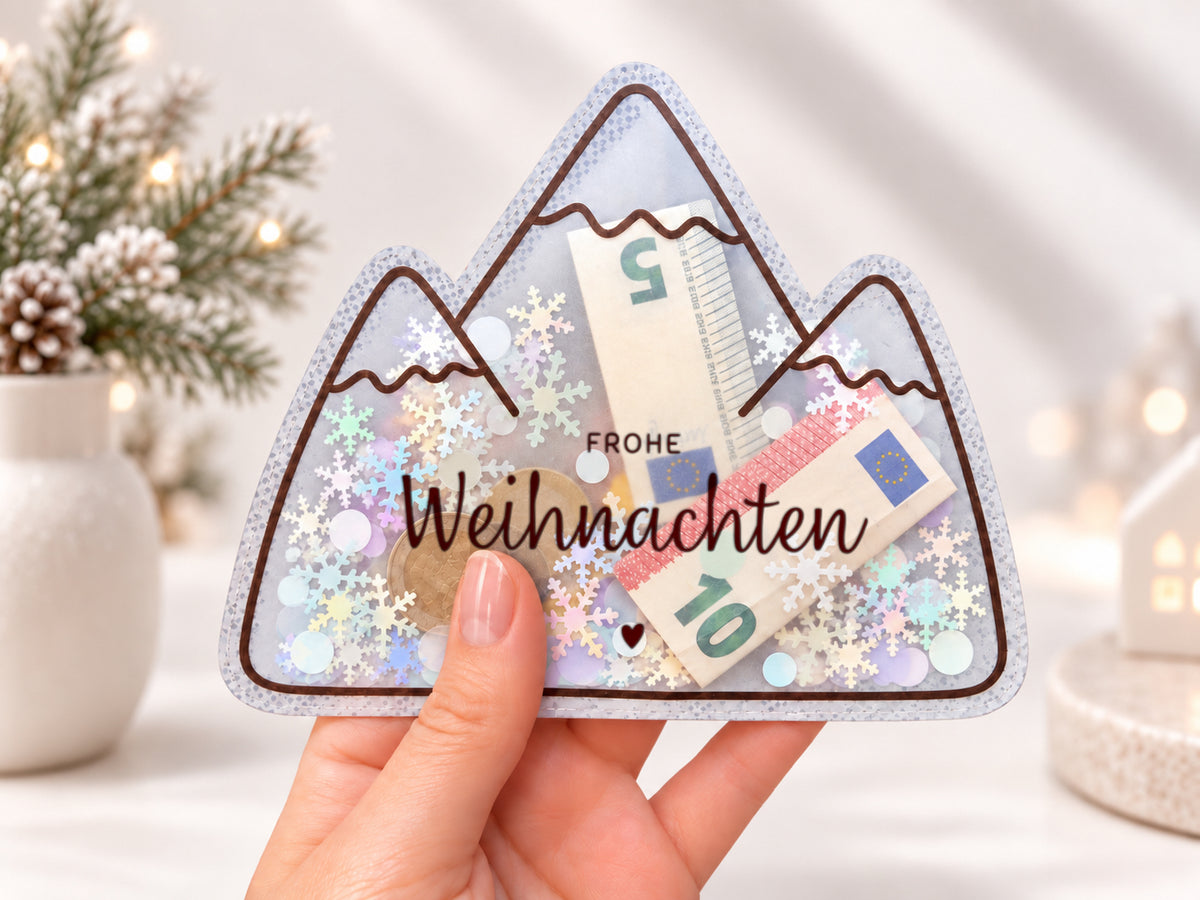 Schüttelkarte Geldgeschenk · Frohe Weihnachten · Vorlage zum Ausdrucken