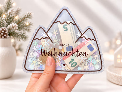 Schüttelkarte Geldgeschenk · Frohe Weihnachten · Vorlage zum Ausdrucken