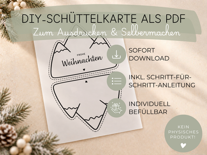 Schüttelkarte Geldgeschenk · Frohe Weihnachten · Vorlage zum Ausdrucken