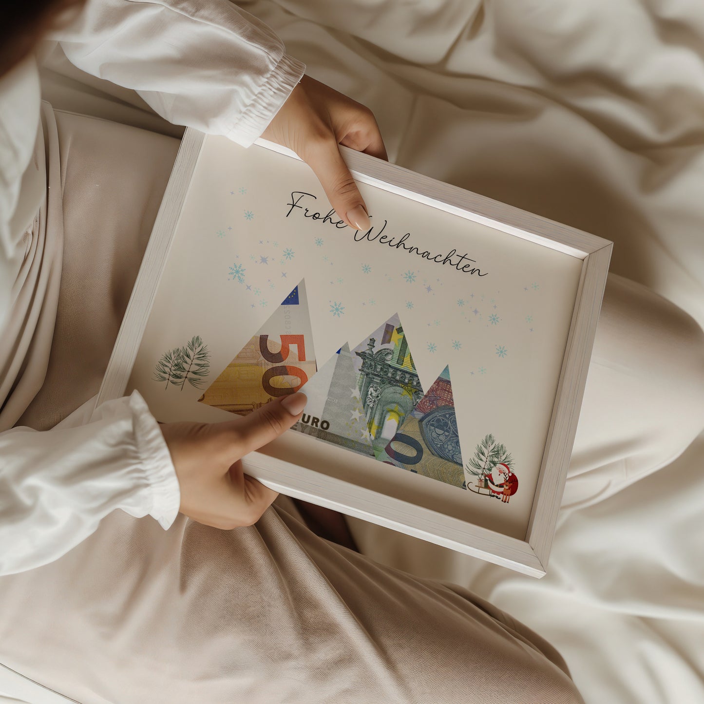 Geldgeschenk · Weihnachten · Frohe Weihnachten Schneeflocken