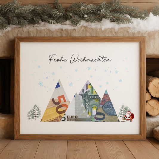 Geldgeschenk · Weihnachten · Frohe Weihnachten Schneeflocken