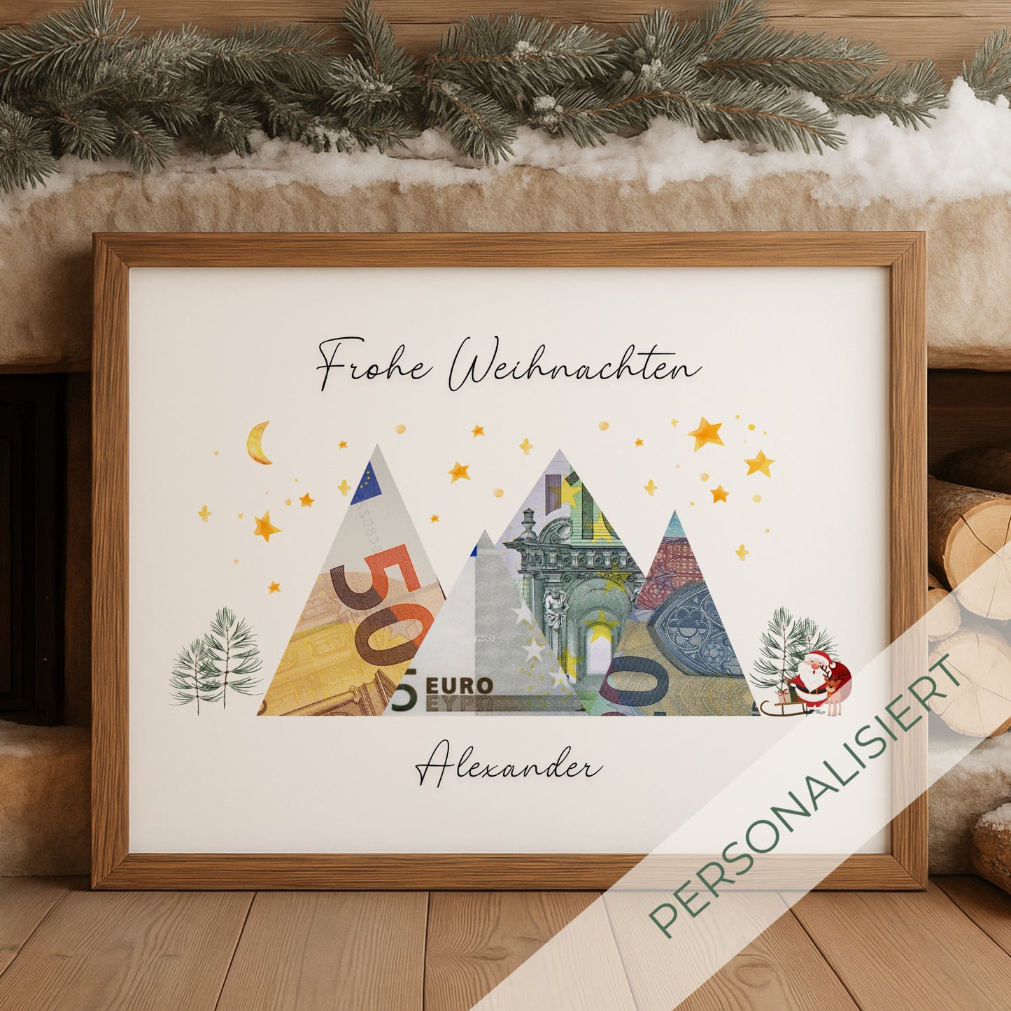 Geldgeschenk · Weihnachten · Frohe Weihnachten Sterne