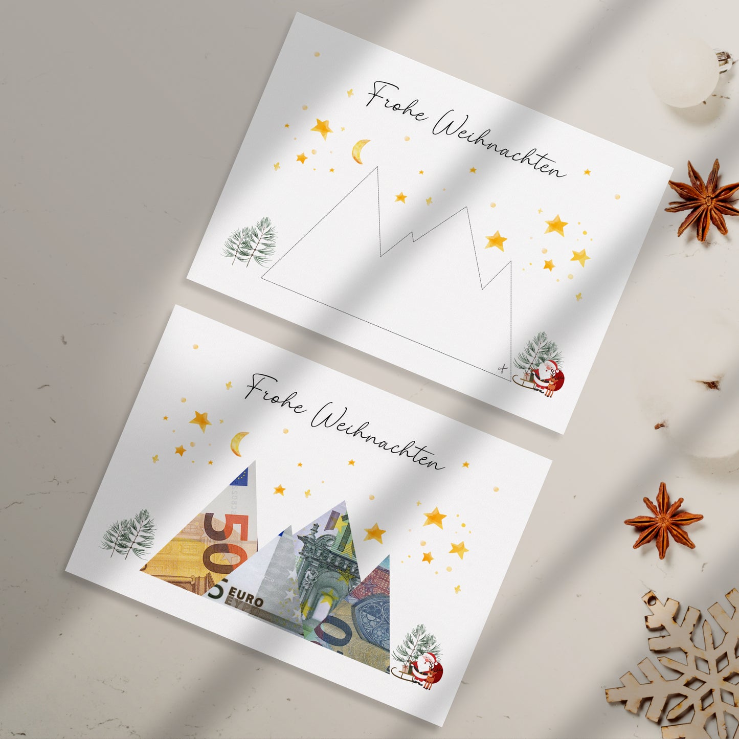 Geldgeschenk · Weihnachten · Frohe Weihnachten Sterne