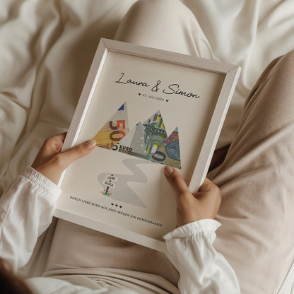 Geldgeschenk · Hochzeit · Wanderpfad Glück & Liebe (mit Namen & Datum)